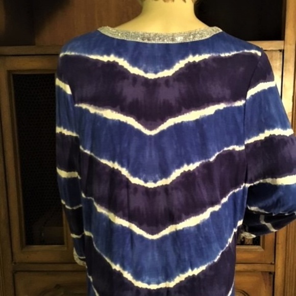 NEW INC GORGEOUS TIE DYE TUNIC TOP SEQUINS 1X - Picture 6 of 8